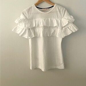 Tory Burch cotton Lenox sleeve ruffle white shirt size XS-TP
